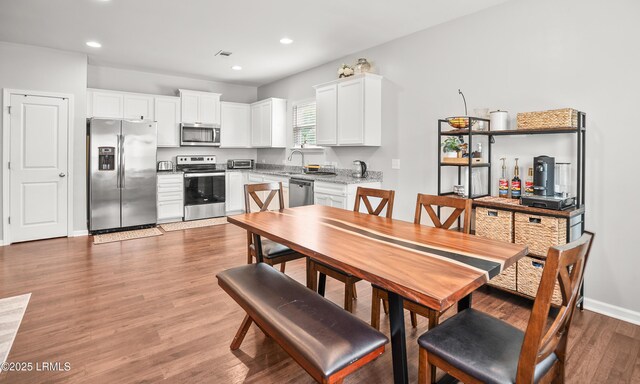 42 Pacolet Ln, Beaufort, SC 29906 - dining room featuring baseboards, recessed lighting, a toaster, visible vents, and light wood finished floors