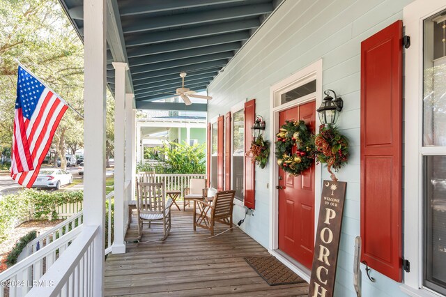 wooden deck with a porch