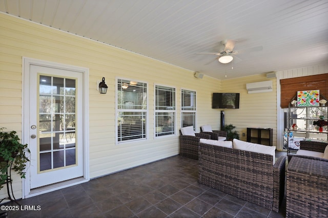 12 Elloree Way, Bluffton, SC 29910 - view of patio with a ceiling fan, an outdoor hangout area, and a wall unit AC