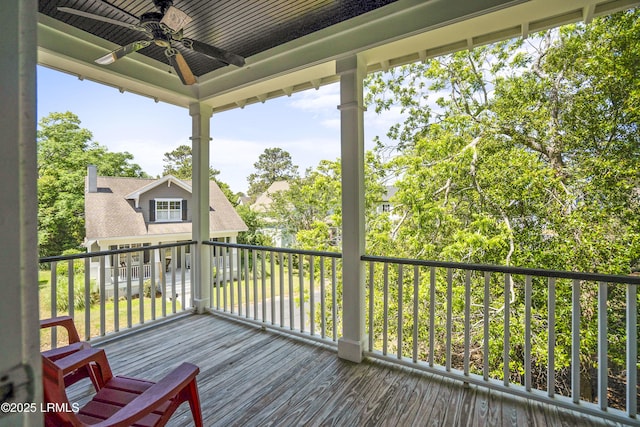 deck featuring a ceiling fan