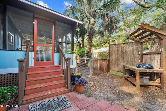 20 Trout St, Bluffton, SC 29910 - exterior space with fence, a gate, and a sunroom
