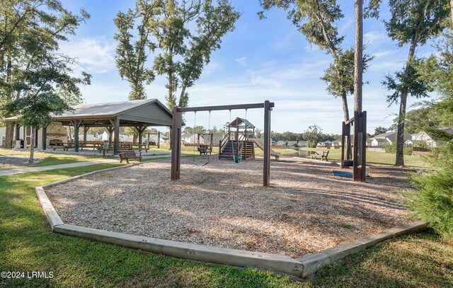 view of jungle gym with a gazebo