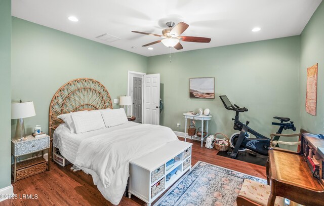 3010 Palmetto Ridge St, Beaufort, SC 29906 - bedroom with visible vents, ceiling fan, recessed lighting, and wood finished floors