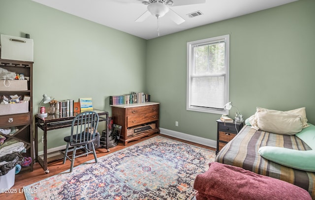 3010 Palmetto Ridge St, Beaufort, SC 29906 - interior space featuring visible vents, baseboards, a ceiling fan, and wood finished floors