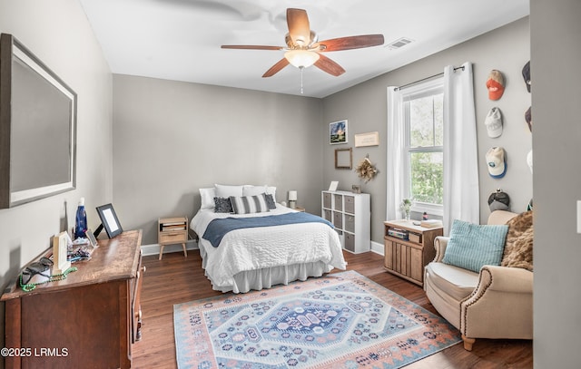 3010 Palmetto Ridge St, Beaufort, SC 29906 - bedroom with visible vents, baseboards, a ceiling fan, and wood finished floors