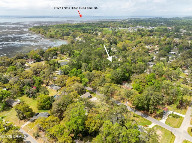 3010 Palmetto Ridge St, Beaufort, SC 29906 - drone / aerial view featuring a water view and a forest view