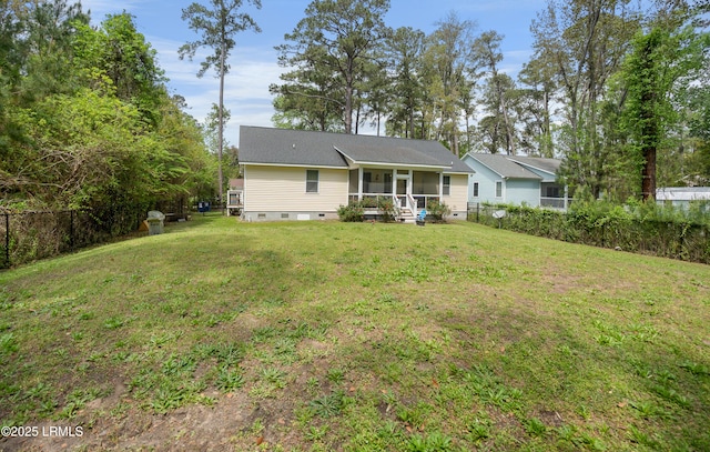 3010 Palmetto Ridge St, Beaufort, SC 29906 - back of property with fence, crawl space, a sunroom, and a lawn