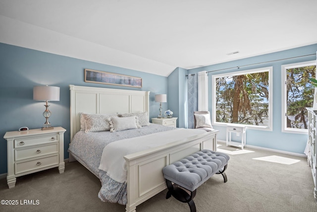 2009 Bluff Villas Rd, Saint Helena Island, SC 29920 - bedroom featuring carpet flooring, vaulted ceiling, and baseboards