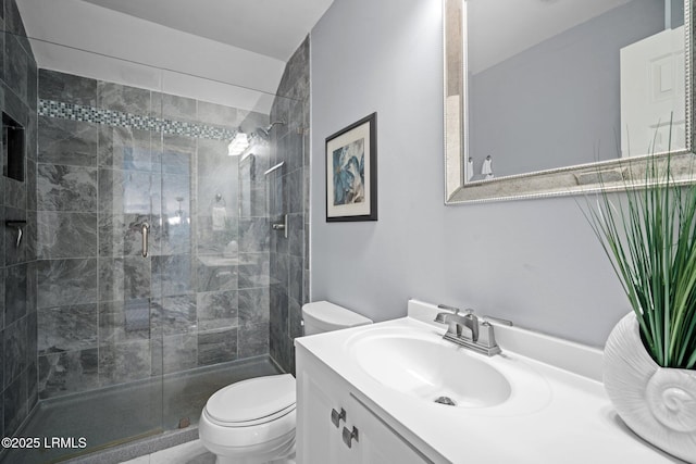 2009 Bluff Villas Rd, Saint Helena Island, SC 29920 - bathroom featuring toilet, a stall shower, and vanity