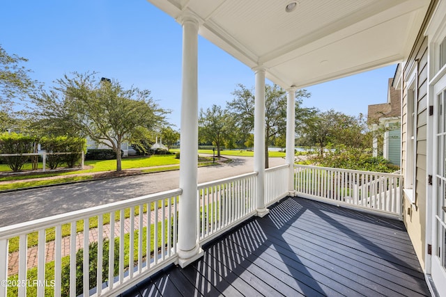 wooden deck with covered porch