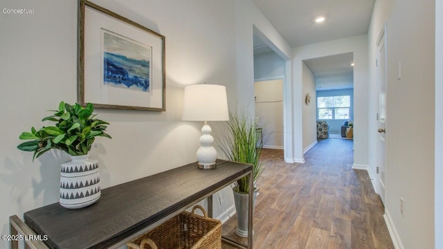 184 Twickenham Loop, Yemassee, SC 29945 - hallway featuring wood finished floors and recessed lighting