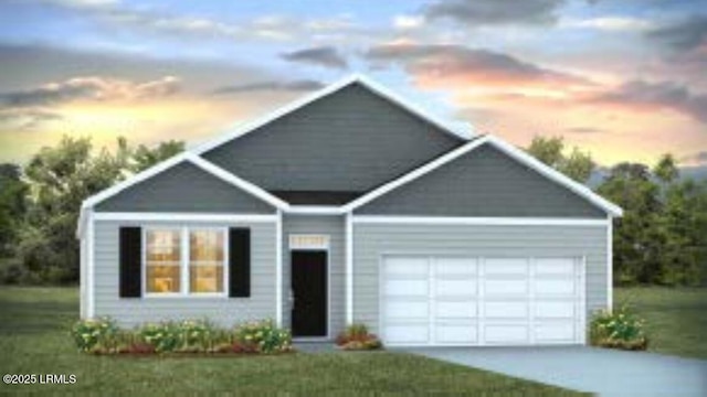 184 Twickenham Loop, Yemassee, SC 29945 - view of front facade with a garage, concrete driveway, and a lawn