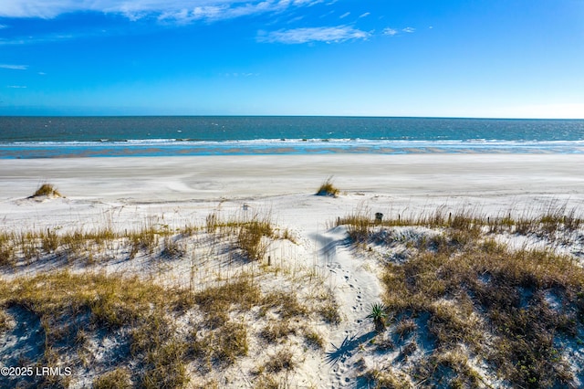 property view of water with a beach view