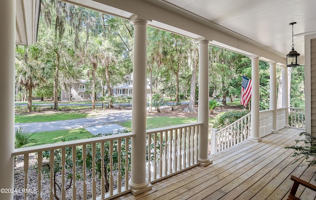 deck featuring covered porch