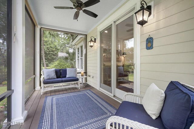 714 Island Cir E, Saint Helena Island, SC 29920 - sunroom featuring ceiling fan