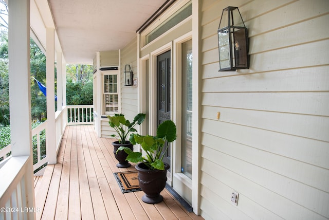 deck featuring a porch