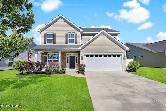 1216 Hearthstone Dr, Ridgeland, SC 29936 - view of front of property with concrete driveway, covered porch, and a front lawn