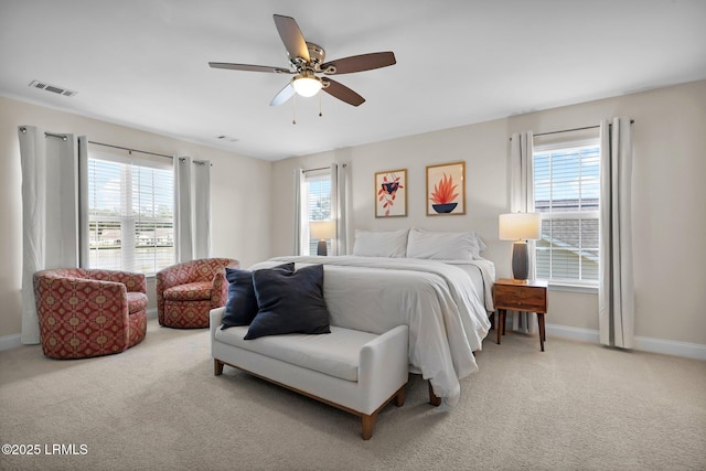 1216 Hearthstone Dr, Ridgeland, SC 29936 - bedroom with visible vents, multiple windows, and light carpet