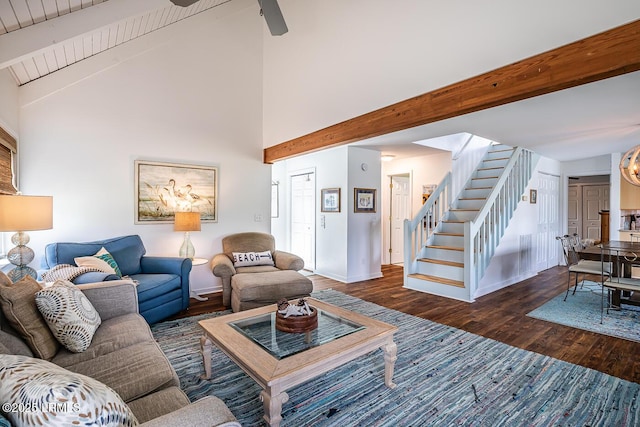 262 Deer Run Ln, Fripp Island, SC 29920 - living area featuring stairway, baseboards, and wood finished floors
