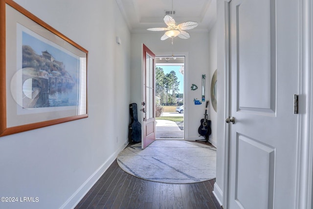 interior space featuring crown molding and hardwood / wood-style flooring