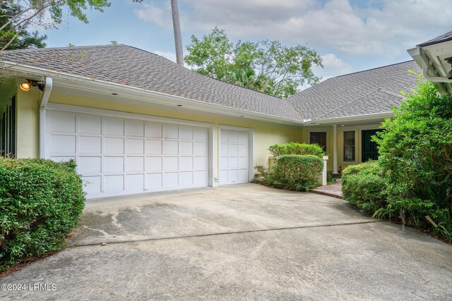 exterior space featuring a garage