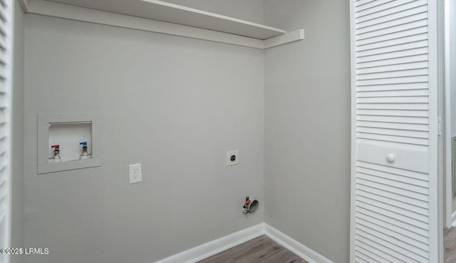 1717 Drayton Dr, Port Royal, SC 29935 - laundry area with wood finished floors, hookup for a washing machine, hookup for an electric dryer, baseboards, and laundry area