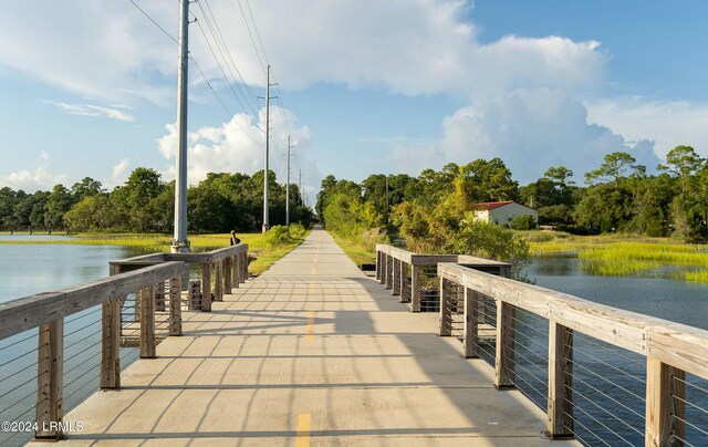 dock area featuring a water view