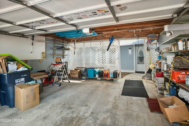 garage with a garage door opener