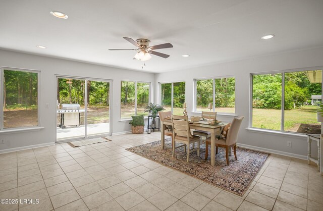 46 Mroz Rd, Beaufort, SC 29906 - sunroom featuring tile patterned floors, baseboards, and recessed lighting