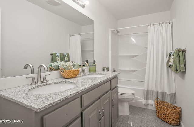46 Mroz Rd, Beaufort, SC 29906 - bathroom with double vanity, shower / bath combo with shower curtain, and toilet