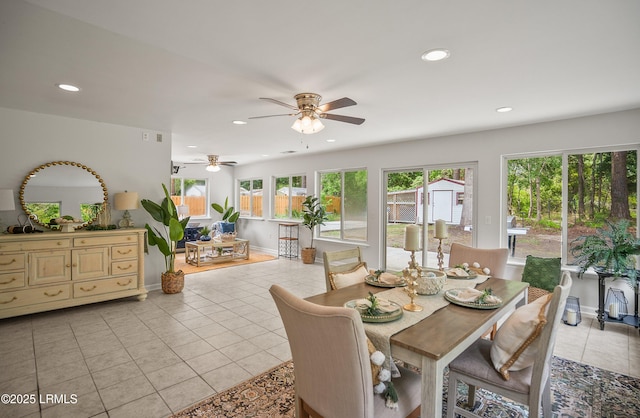 46 Mroz Rd, Beaufort, SC 29906 - dining space featuring light tile patterned flooring, recessed lighting, a ceiling fan, and baseboards