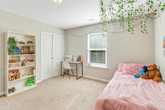 13 Hager Rd, Bluffton, SC 29910 - bedroom with visible vents, baseboards, carpet flooring, and a closet