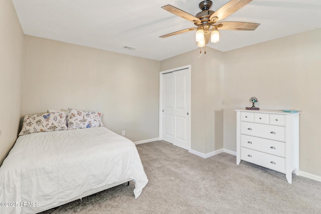 13 Hager Rd, Bluffton, SC 29910 - bedroom featuring light carpet, visible vents, baseboards, and a ceiling fan