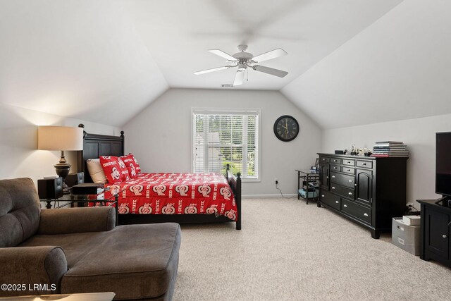 32 Aspen Hall Rd, Bluffton, SC 29910 - bedroom featuring baseboards, vaulted ceiling, carpet flooring, and a ceiling fan