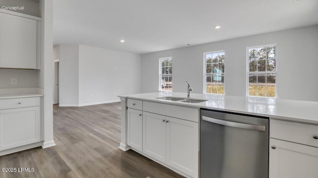 134 Twickenham Loop, Yemassee, SC 29945 - kitchen with dishwasher, light countertops, wood finished floors, healthy amount of natural light, and recessed lighting