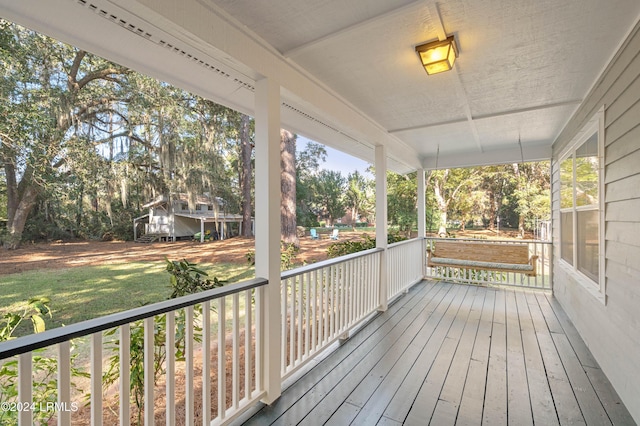 wooden deck with covered porch