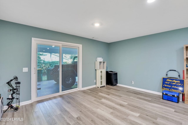 interior space with light hardwood / wood-style floors