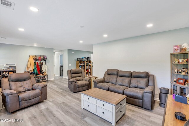 living room featuring light hardwood / wood-style flooring