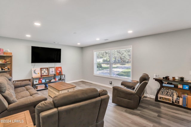 living room featuring light hardwood / wood-style flooring