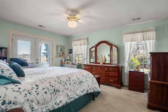 1101 Beavers Den, Beaufort, SC 29902 - bedroom with access to exterior, visible vents, french doors, and light colored carpet