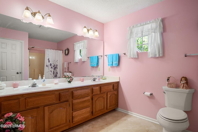 1101 Beavers Den, Beaufort, SC 29902 - bathroom featuring tile patterned flooring, toilet, a shower with shower curtain, a sink, and double vanity