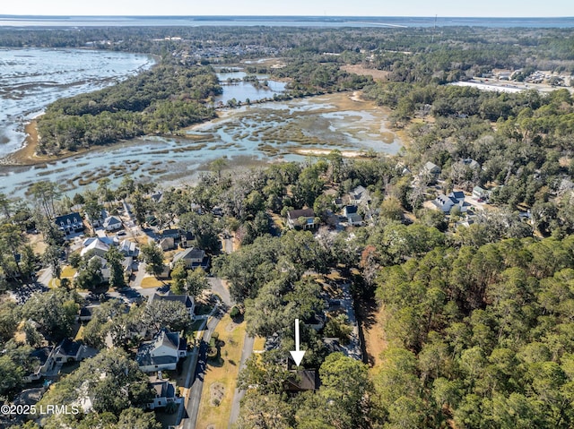 bird's eye view featuring a water view