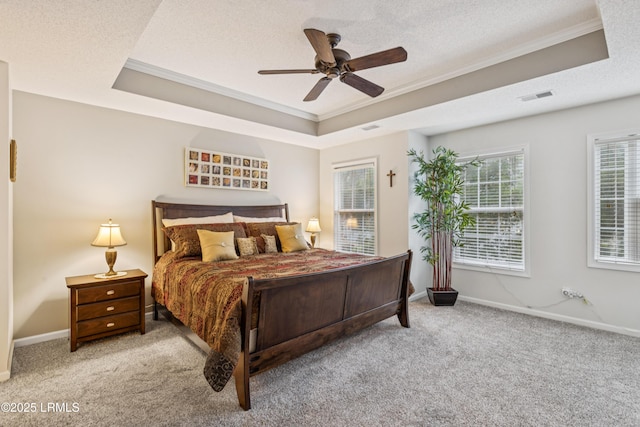 69 Wheatfield Cir, Bluffton, SC 29910 - carpeted bedroom featuring ornamental molding, a tray ceiling, a textured ceiling, and ceiling fan