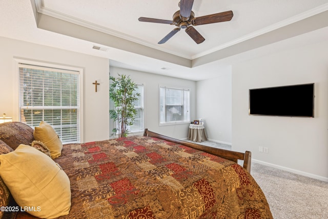 69 Wheatfield Cir, Bluffton, SC 29910 - carpeted bedroom with a tray ceiling, ornamental molding, and ceiling fan