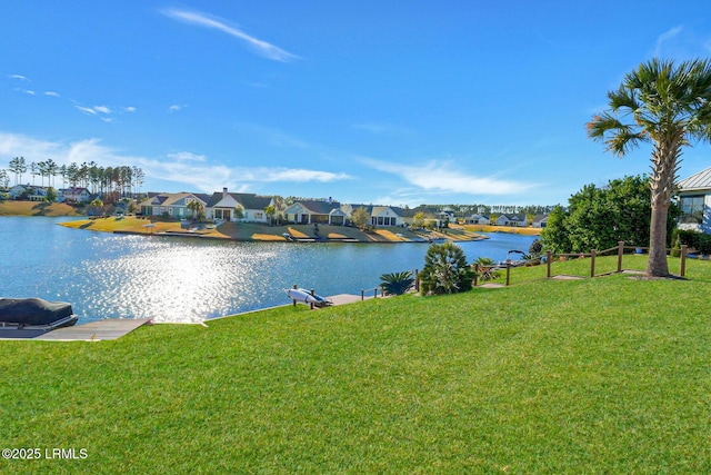 view of water feature with a residential view