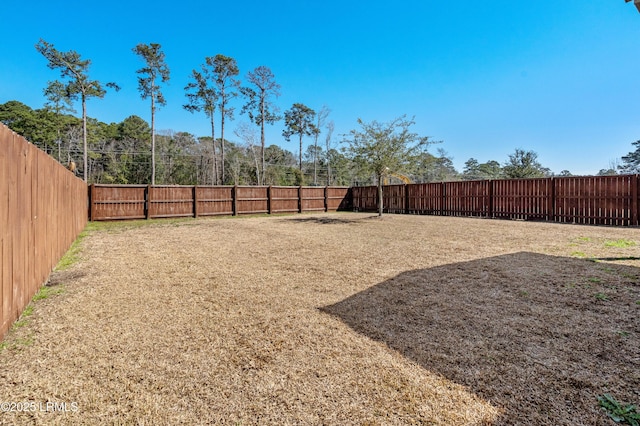 view of yard featuring a fenced backyard