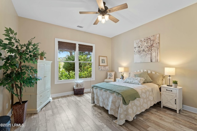 2 S Oak Forest Dr, Okatie, SC 29909 - bedroom featuring baseboards, light wood-style floors, and a ceiling fan