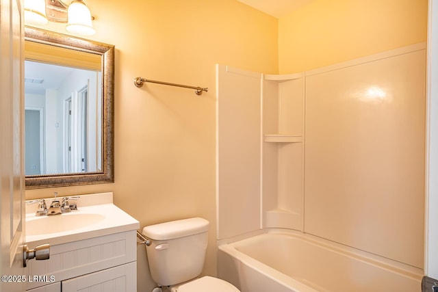 full bathroom with vanity, shower / bathing tub combination, and toilet