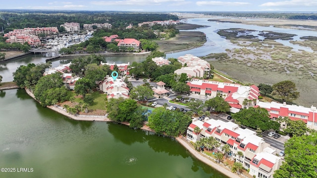 aerial view of a nearby body of water