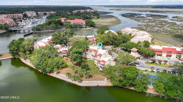 bird's eye view of a nearby body of water